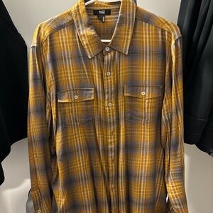 PAIGE Mustard and Gray Plaid Shirt